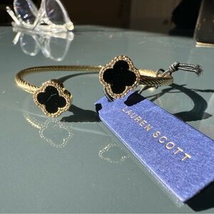 Gold and Black Clover Bracelet